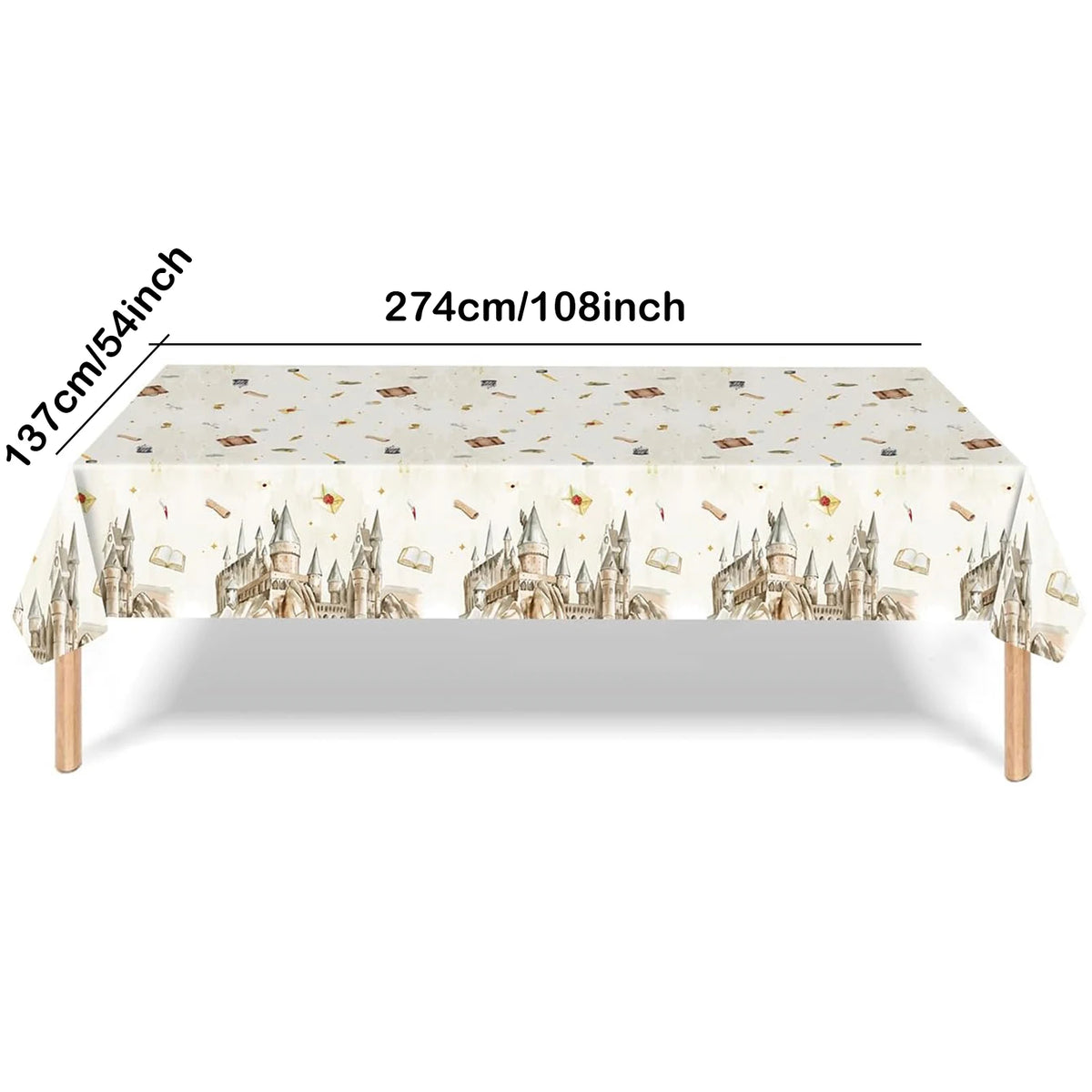 Wizard School Plastic Tablecloth for Magic Themed Birthday Parties - Waterproof & Disposable