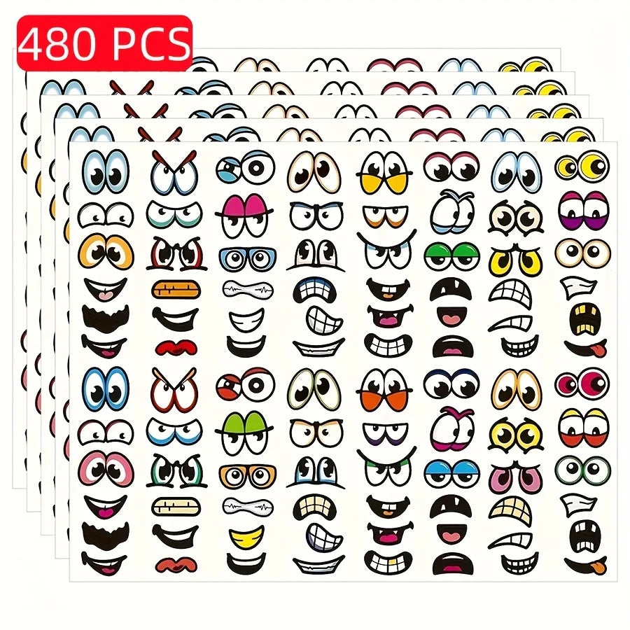 480 Pcs Funny Eyes and Mouth Stickers for Scrapbooking and Halloween Decor