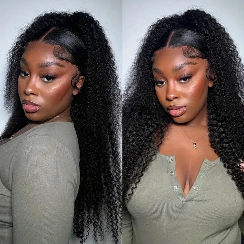 Kinky Curly Human Hair Wigs 13x4 & 13x6 Lace Front Pre Plucked HD Transparent