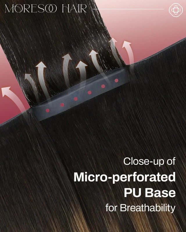 Human Hair Weft Extensions - Invisible PU Hole, Soft & Natural Look, 50G