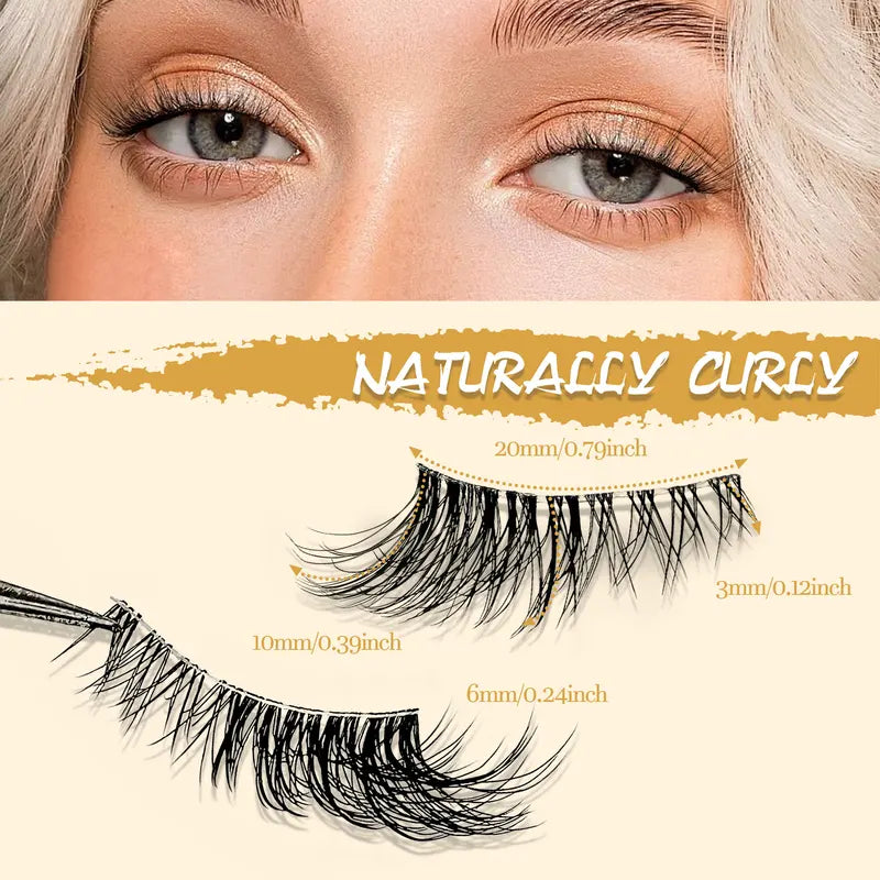 Natural Short Eyelashes with Transparent Strips - 5 Pairs, 3-10mm Eyelash Extensions for Daily Wear