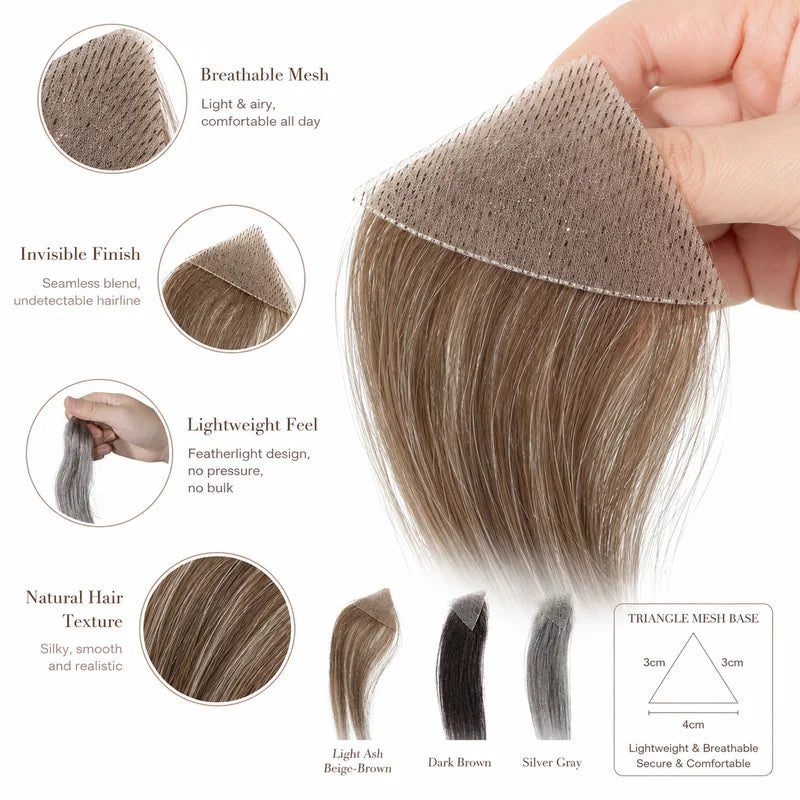 Invisible Triangle Mesh Hairpiece for Women, Lightweight Hair Topper