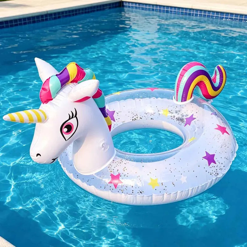 Inflatable Pool Float with Colorful Pattern, Beach & Swim Party Toy, Summer Water Float Ring