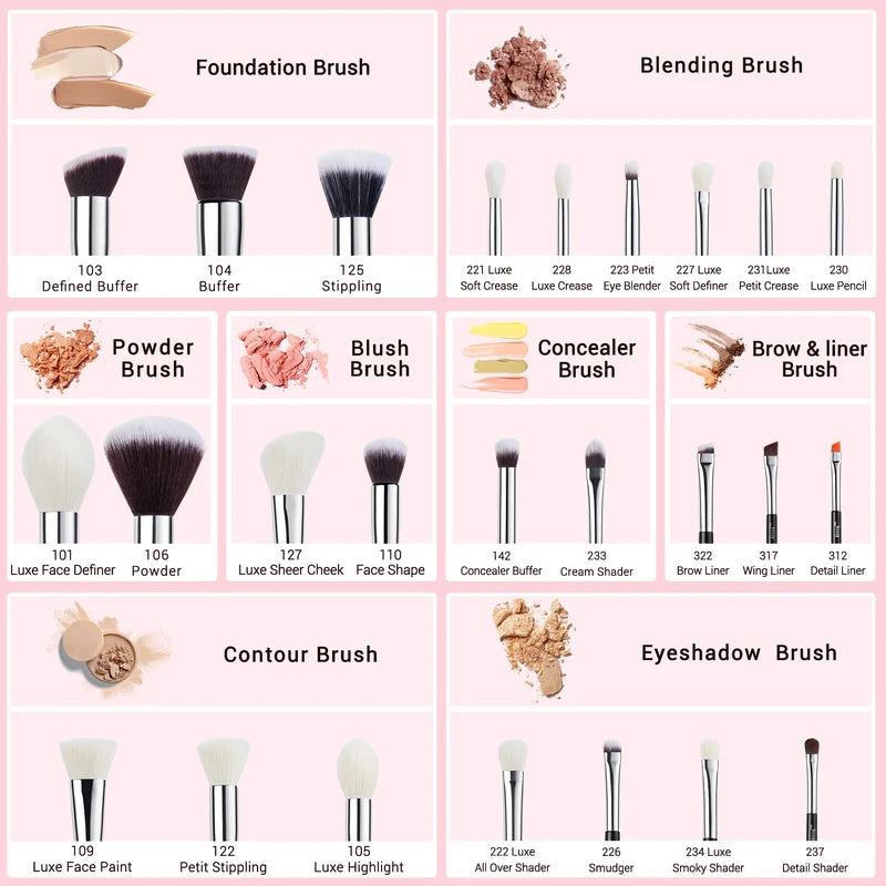 Professional Makeup Brush Set 25pcs - Foundation, Blush, Eyeshadow & Contour Tools