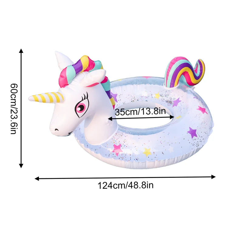 Inflatable Pool Float with Colorful Pattern, Beach & Swim Party Toy, Summer Water Float Ring