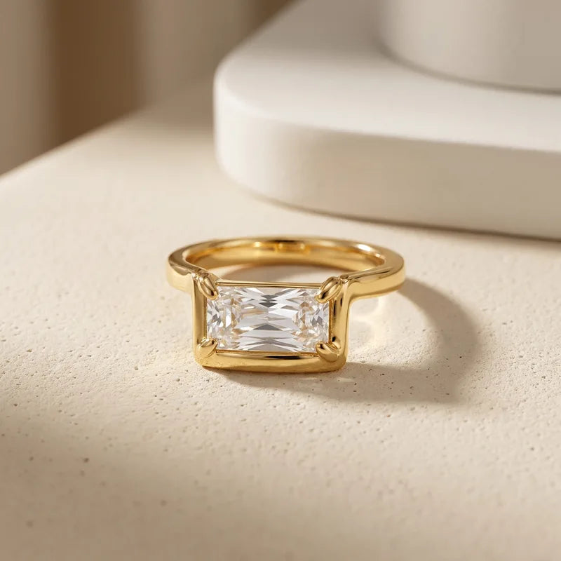 Stainless Steel Floating Zircon Ring for Women - Geometric Vintage Jewelry