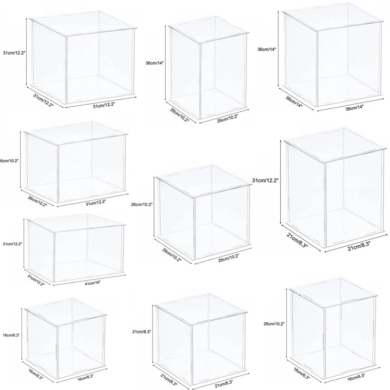 Acrylic Display Box Countertop Organizer Stand Dustproof Showcase for Figures Toys Collectibles