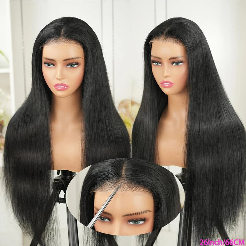 Bone Straight Human Hair Wigs HD Lace Frontal & Closure Glueless 16-24 Inch