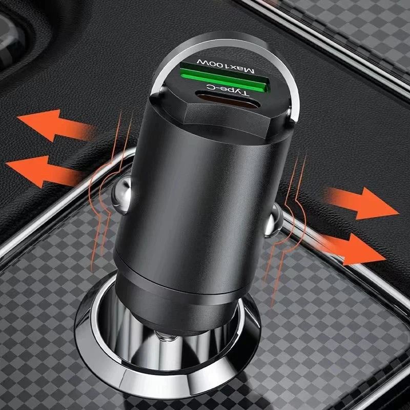 100W USB Car Charger Fast Charging Adapter for Phone, Android & iPhone