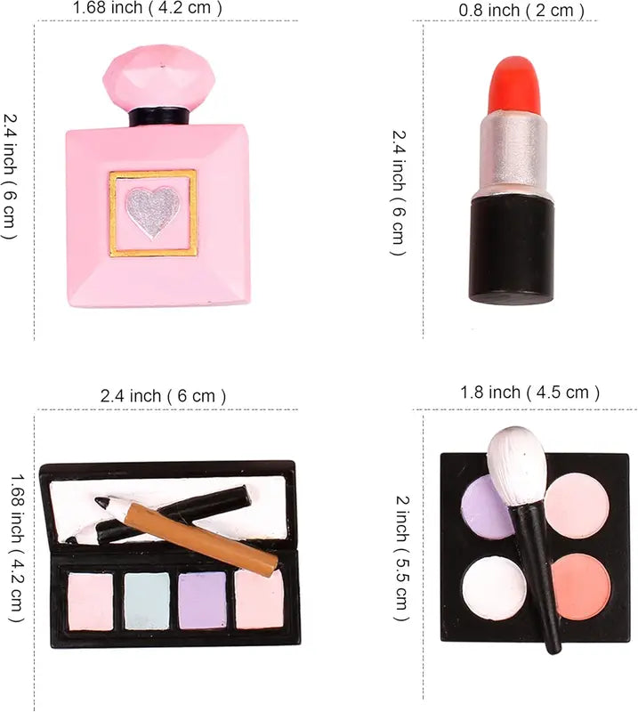 4 Pack Makeup Cake Toppers Resin Cosmetics Lipstick Perfume Bottle Decorations for Birthday Party