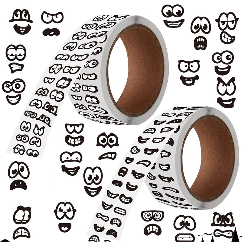 2000 Mini Black Eyes and Mouth Stickers for Halloween Crafts Self-Adhesive Vinyl Labels