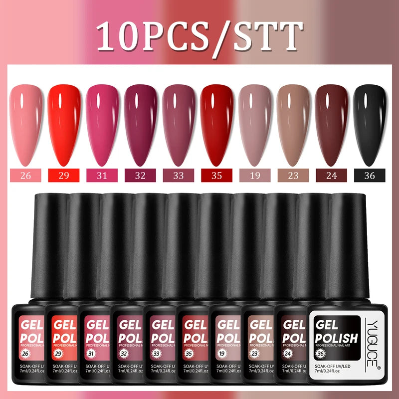 Multicolor Nail Polish Gel Set - No Irritating Smell, Home Use, 10 Pieces