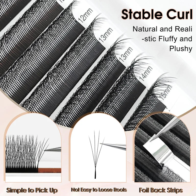 False Eyelashes 4D Hand Woven W Style Russian Volume Eyelash Extensions
