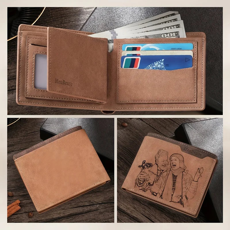Personalized Photo Wallet for Men - Custom Engraved Picture Wallet Gift