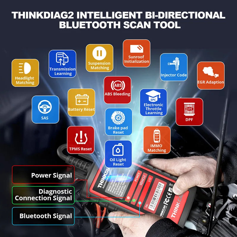 OBD2 Diagnostic Scanner for All Car Systems Wireless Bluetooth Check Tool - Supports CAN-FD