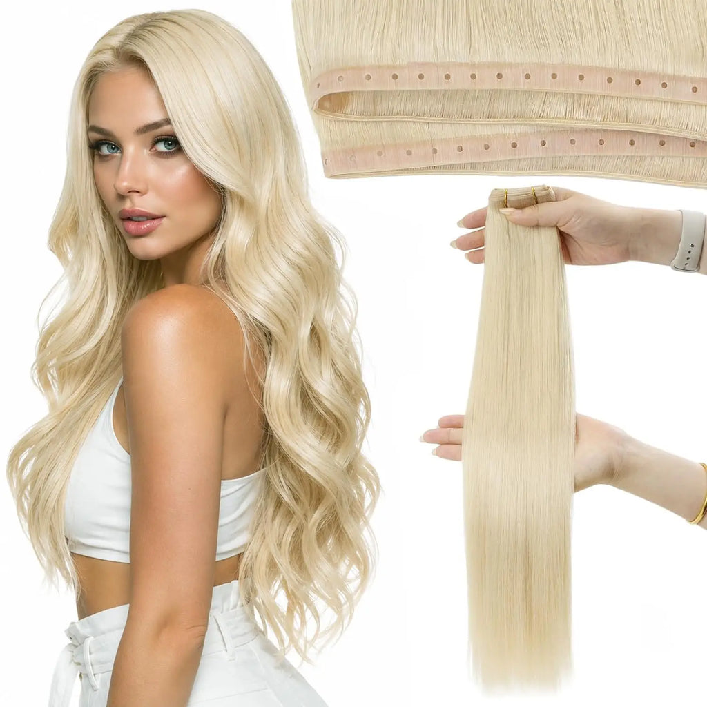 Human Hair Weft Extensions - Invisible PU Hole, Soft & Natural Look, 50G