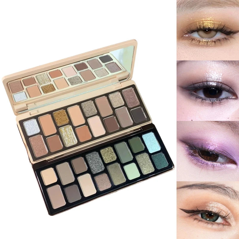 16 Color Eyeshadow Palette with Shimmer Matte Waterproof Long Lasting Vegan Cruelty-Free for Festival Travel Makeup