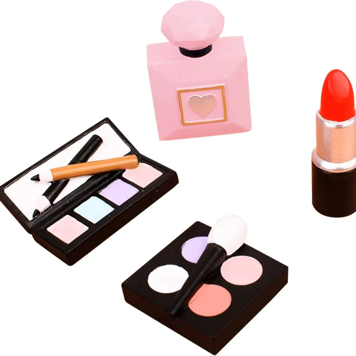 4 Pack Makeup Cake Toppers Resin Cosmetics Lipstick Perfume Bottle Decorations for Birthday Party