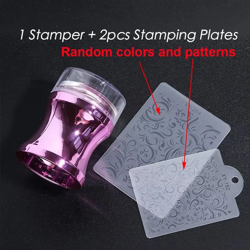 Mirror Nail Stamper Set with Silicone Transfer Templates for French Manicure DIY