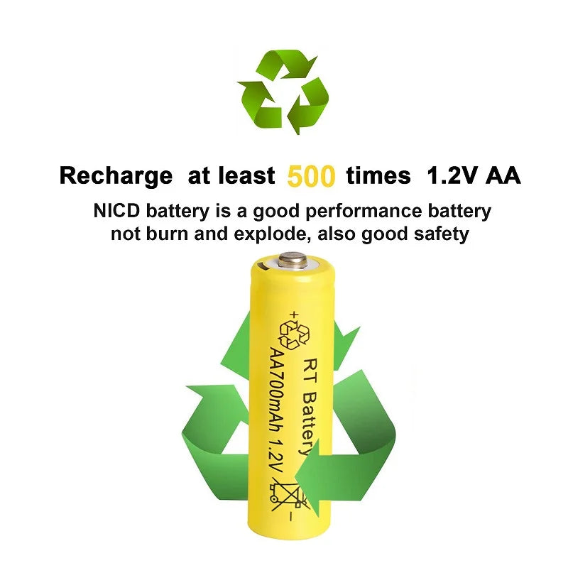 Rechargeable AA 1.2V 700mAh Ni-MH Batteries for Garden Solar Lights & Electronic Devices - 2-20 Pack