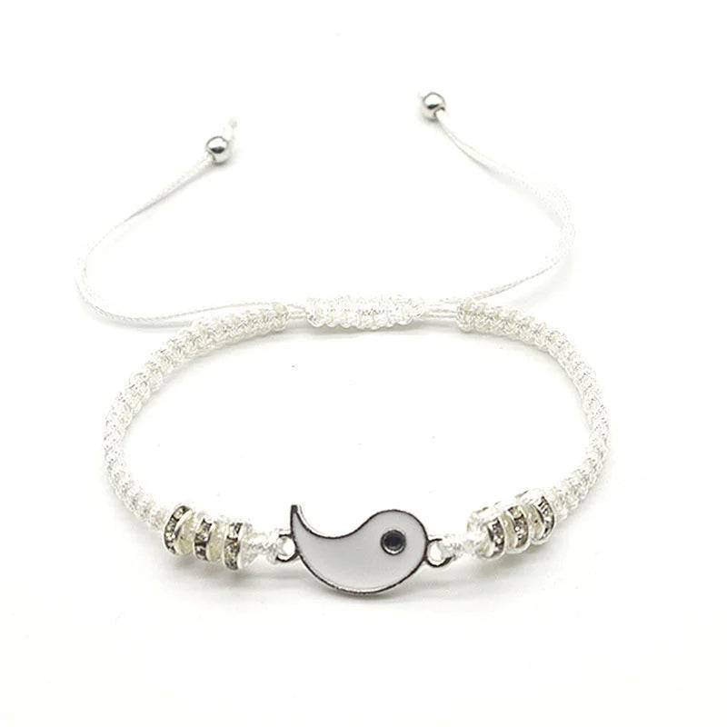 Matching Yin Yang Friendship Bracelets - Adjustable Cord Jewelry Set for Couples and Friends