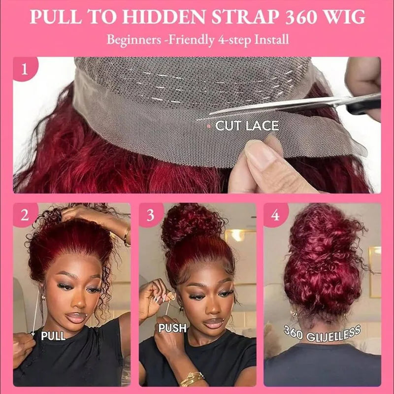 Deep Wave 13x4 HD Lace Front Human Hair Wig - Burgundy 28-34 Inches