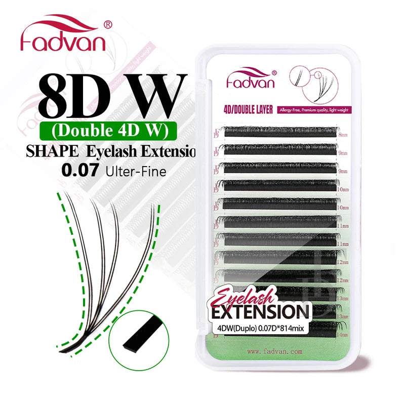 False Eyelash Extensions 8D W Shape Premade Fan Mink Lashes with Tips