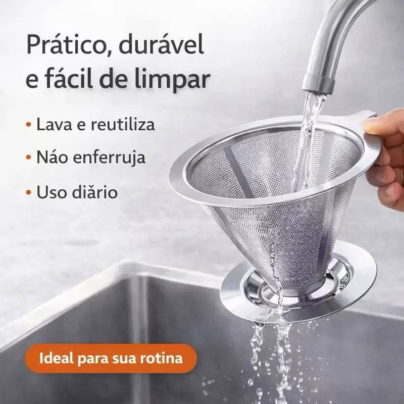 Reusable Stainless Steel Coffee Filter Strainer - 103 Inox, Fine Mesh, Eco-Friendly