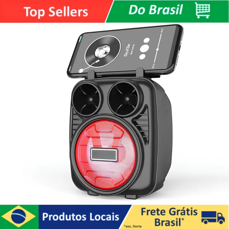 Portable Bluetooth Speaker with LED Lights, FM Radio & SD Card