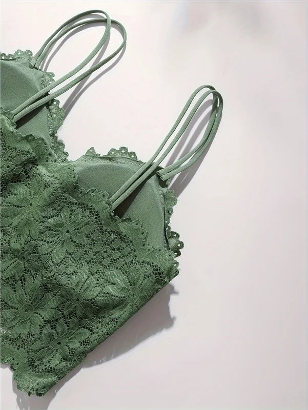 Women’s Lace Bra & Panty Set - Breathable, Comfortable, Removable Support