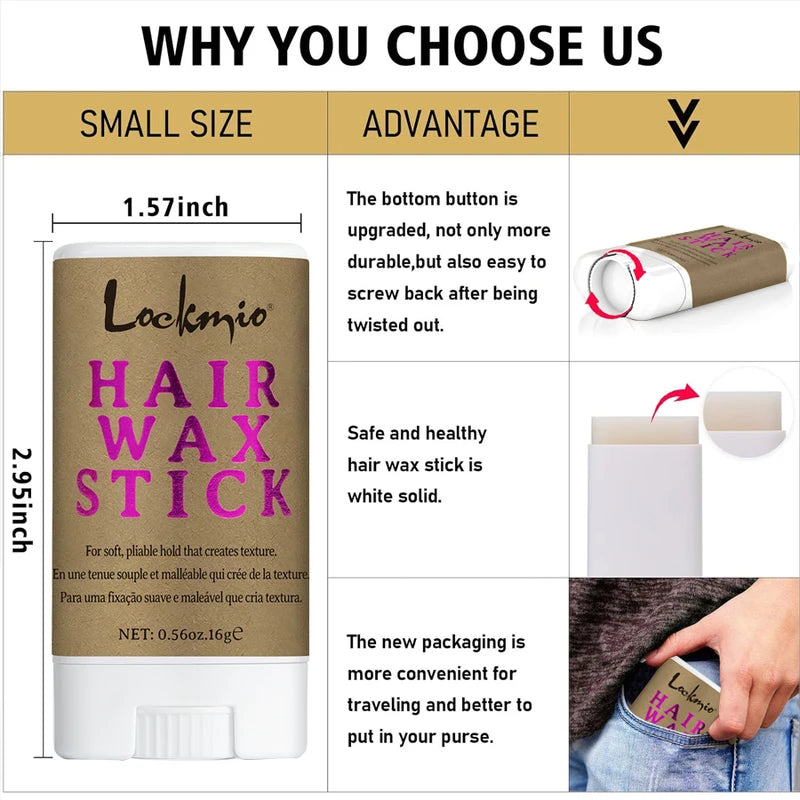 Travel Hair Wax Stick for Frizz Control & Flyaways - Small Size