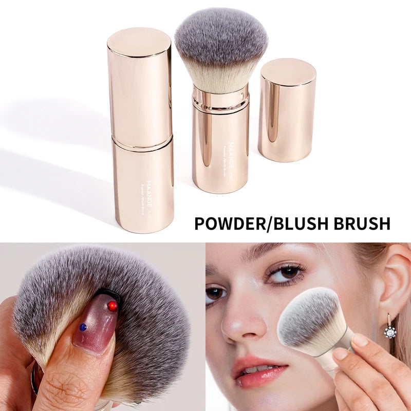 Retractable Foundation Makeup Brush with Cover - Kabuki Powder Blusher Brush for Travel
