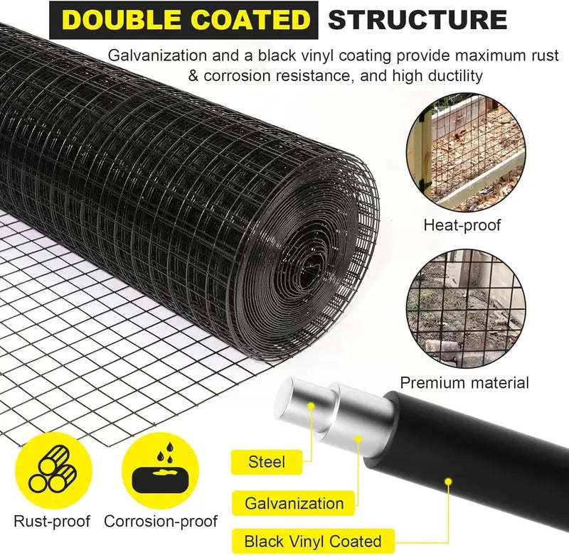 Heavy-Duty Galvanized Steel Wire Mesh 36x50ft 2x3 inch Grid for Fencing & DIY