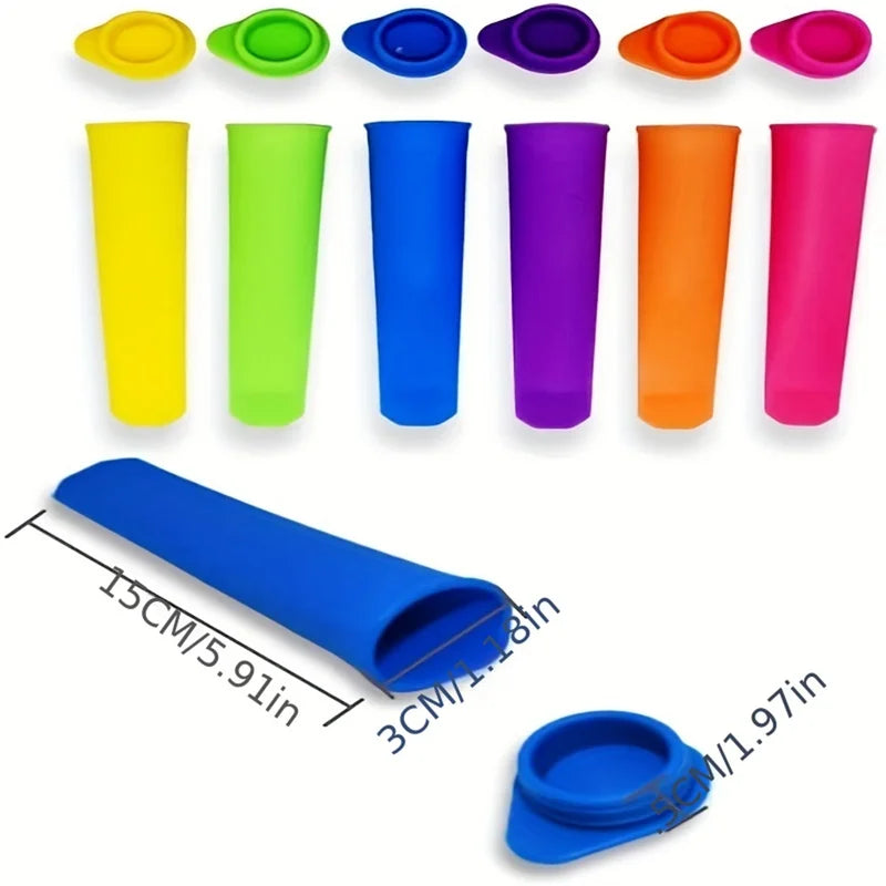6-Pack Reusable Silicone Ice Pop Molds for Homemade Lollies and Frozen Desserts