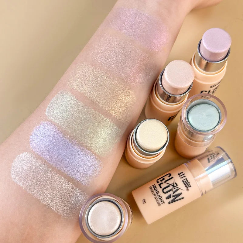 Multicolor Waterproof Long Lasting Face Highlighter Stick for Natural Glow - All Skin Tones