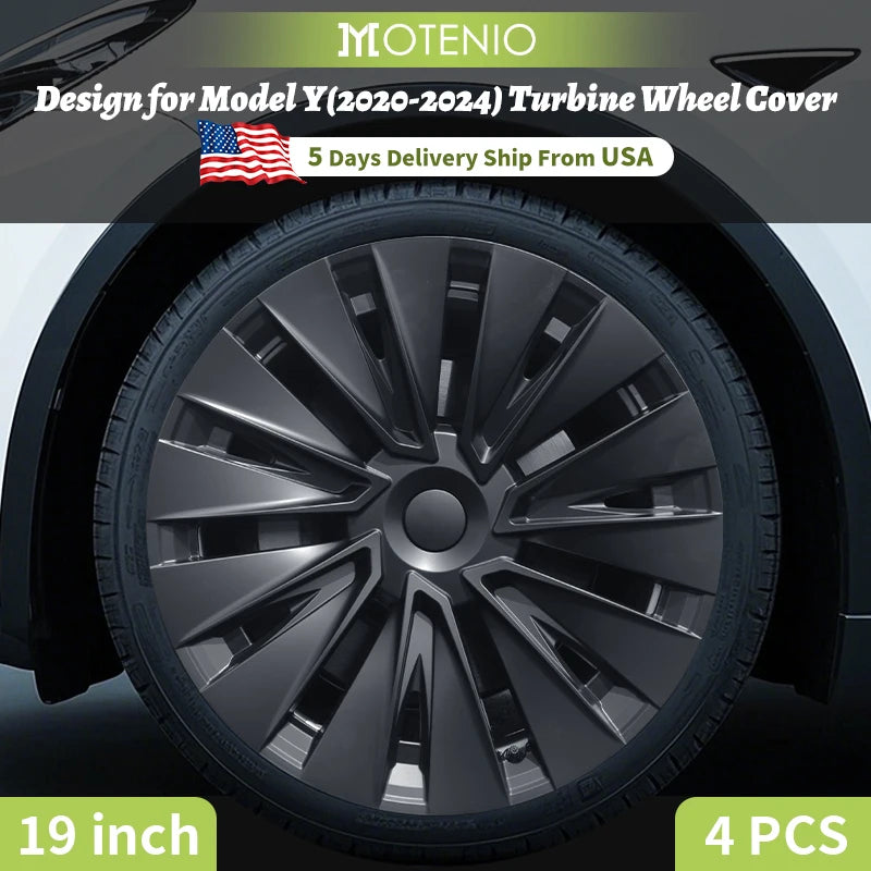 4PCS Tesla Model Y Wheel Cover Hubcaps 19 Inch Turbine Rim Covers Performance Wheels