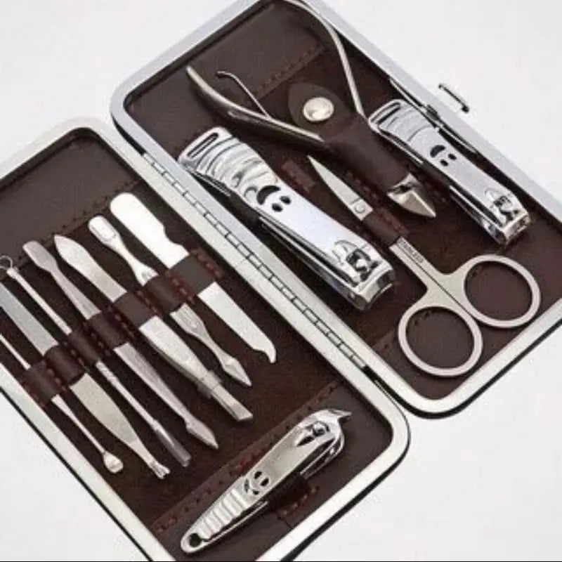 12-Piece Manicure Nail Cutter Kit with Stainless Steel Tools & Case