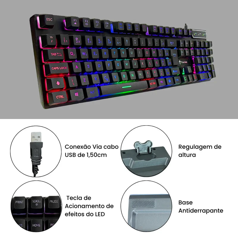 Semi Mechanical Gaming Keyboard RGB USB 2.0 Black 107 Keys