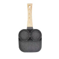 Nonstick Multi-Partition Frying Pan for Eggs, Bacon & Meat - Aluminum, Wooden Handle