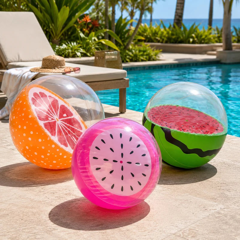 Inflatable Fruit Beach Ball - Transparent PVC Pool Toy for Summer Pool & Beach Parties
