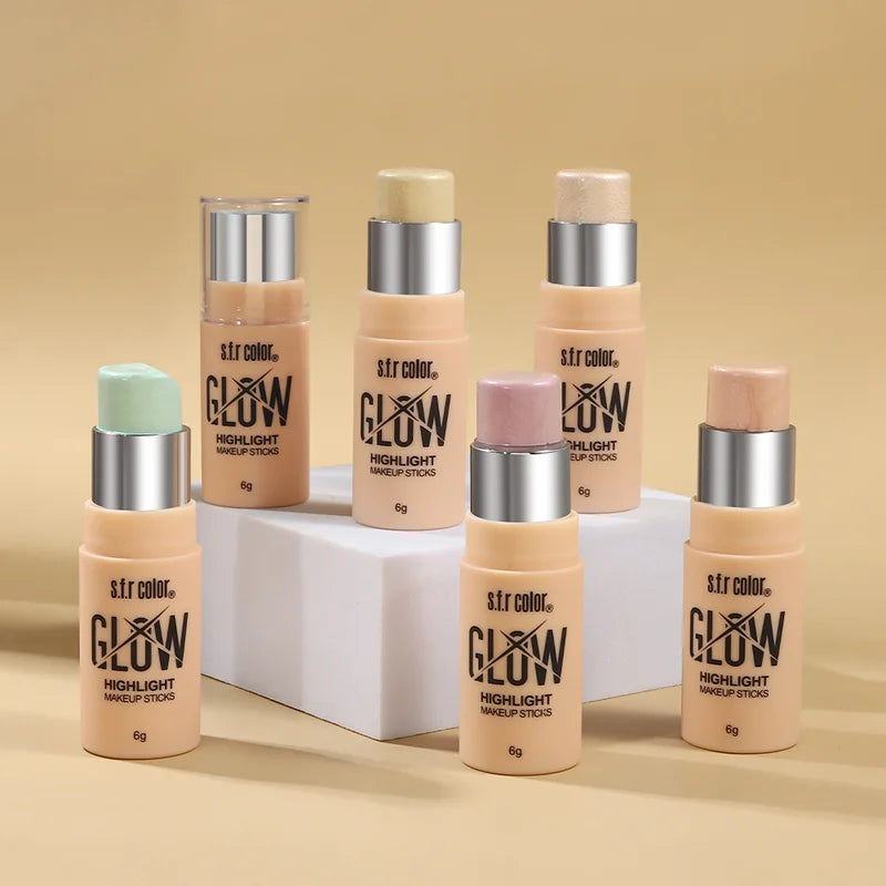 Multicolor Waterproof Long Lasting Face Highlighter Stick for Natural Glow - All Skin Tones