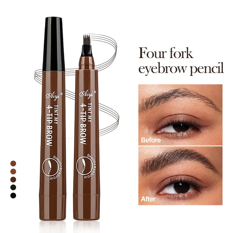 Waterproof Liquid Eyebrow Pencil with Four-Prong Tip - Long-Lasting & Natural Finish