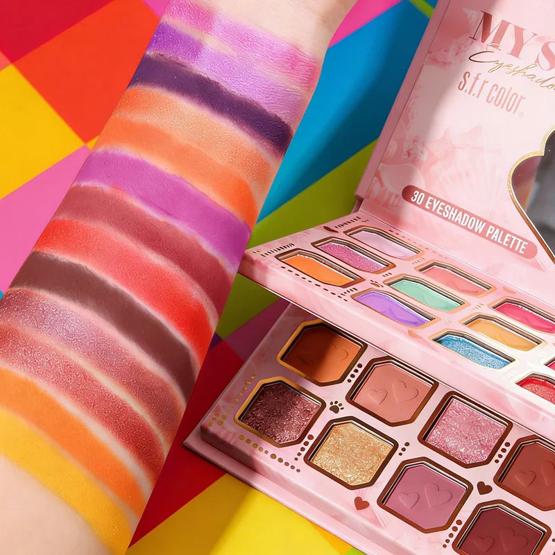 Colorful Eyeshadow Palette with 30 Shades - Matte Shimmer Glitter Rainbow Eye Makeup