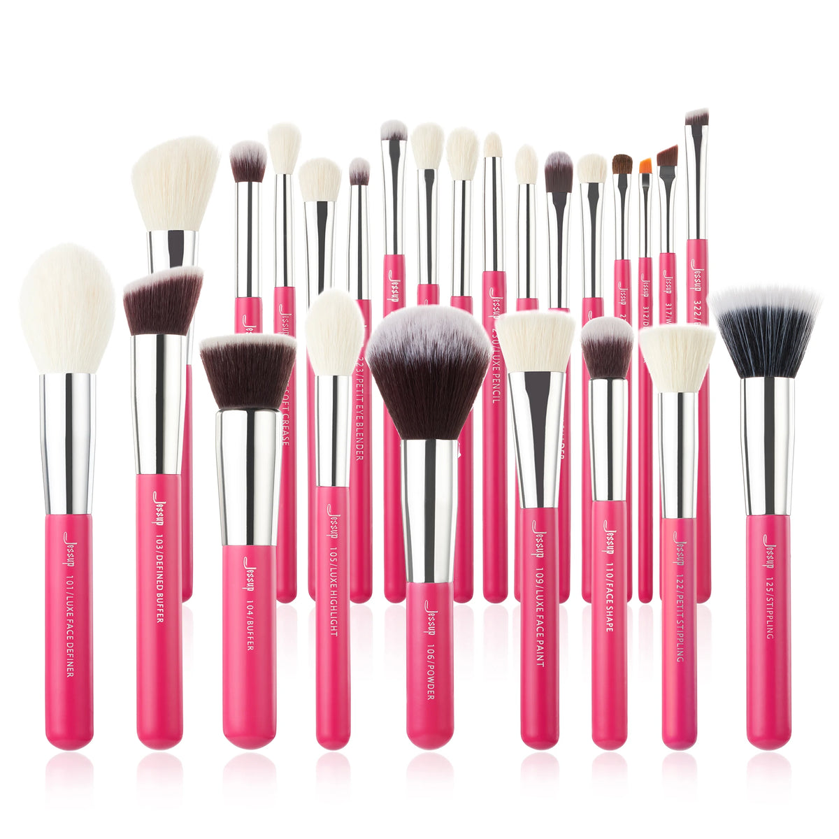 Professional 25-Piece Makeup Brush Set with Natural & Synthetic Hair - Rose-Carmin