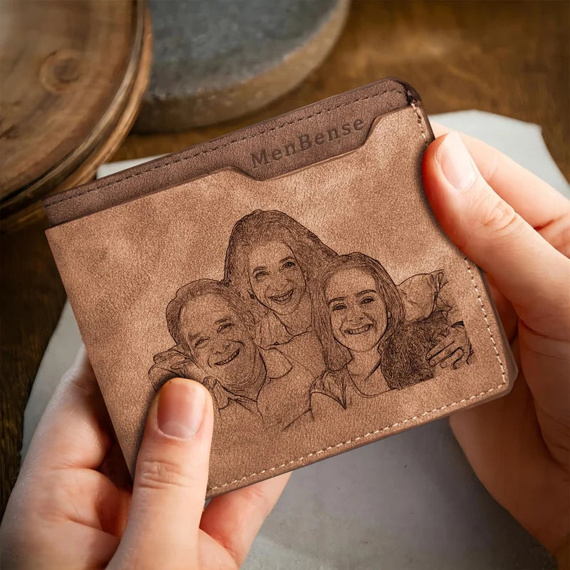 Personalized Photo Wallet for Men - Custom Engraved Picture Wallet Gift