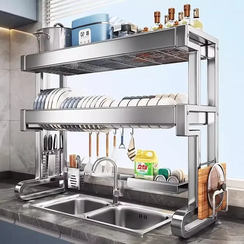 Stainless Steel Over Sink Dish Drying Rack Expandable Counter Organizer