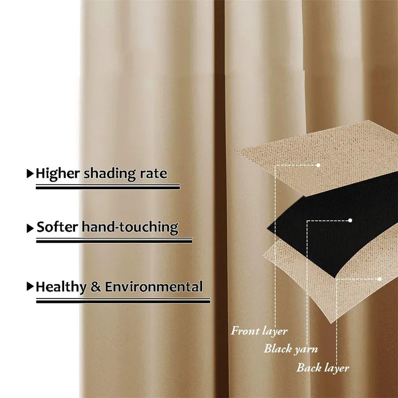Blackout Curtains for Living Room & Bedroom, 3-Layer Insulated Thick Window Drapes