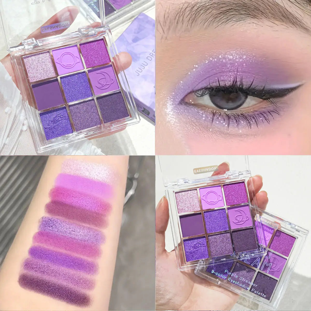 9-Color Purple and Pink Eyeshadow Palette - Waterproof Long-Lasting Matte & Shimmer Finishes