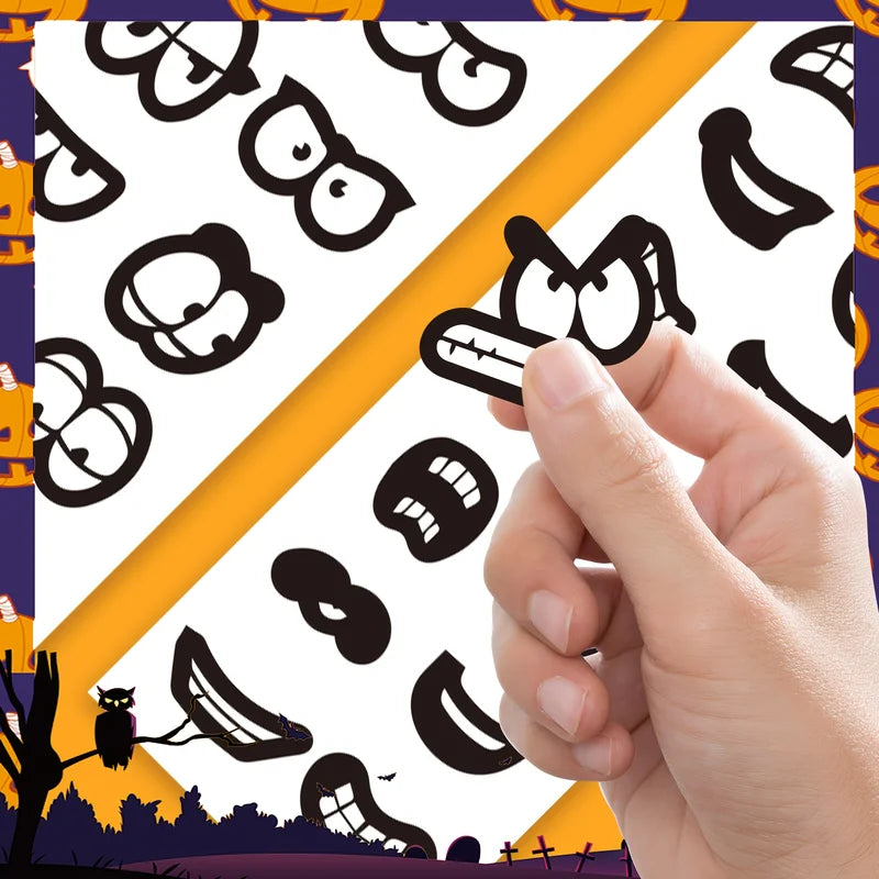 2000 Mini Black Eyes and Mouth Stickers for Halloween Crafts Self-Adhesive Vinyl Labels