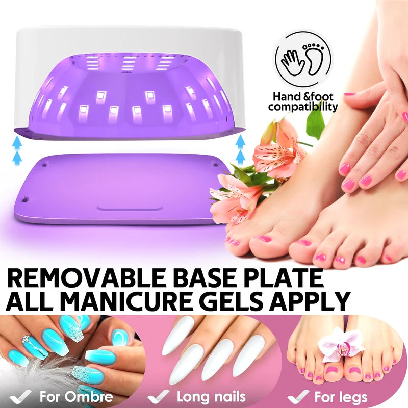 Rechargeable UV LED Nail Lamp 168W with LCD Display & Auto Sensor for Gel Curing